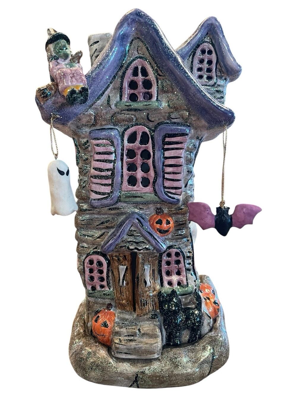 Whole Home Ceramic Halloween Tealight House Witch Ghost Bat 81320